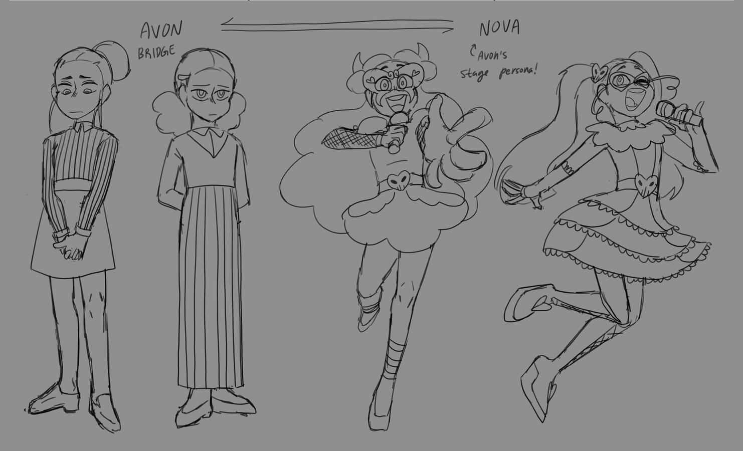 fixing bridges - avon/nova - character sketches